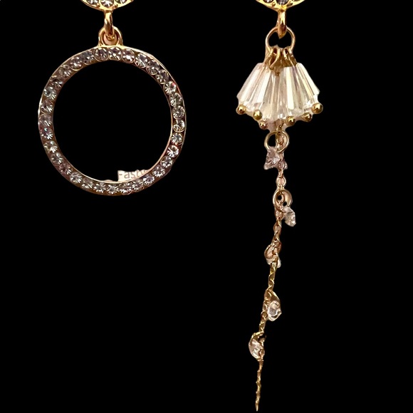 GORGEOUS LAVENDER CRYSTAL MISMATCHED EARRINGS WITH 925 SILVER POSTS - Picture 7 of 9